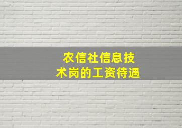 农信社信息技术岗的工资待遇