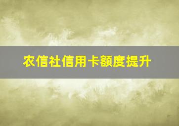 农信社信用卡额度提升