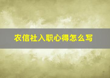 农信社入职心得怎么写