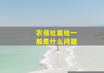 农信社复检一般是什么问题