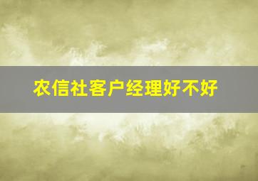 农信社客户经理好不好