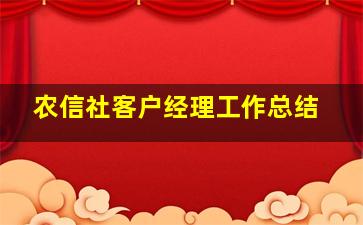 农信社客户经理工作总结