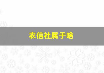 农信社属于啥