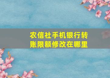 农信社手机银行转账限额修改在哪里