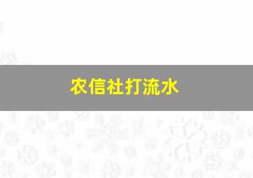 农信社打流水