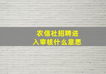 农信社招聘进入审核什么意思