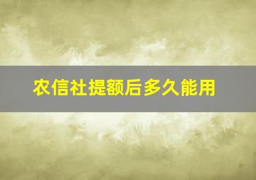 农信社提额后多久能用