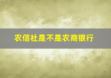 农信社是不是农商银行