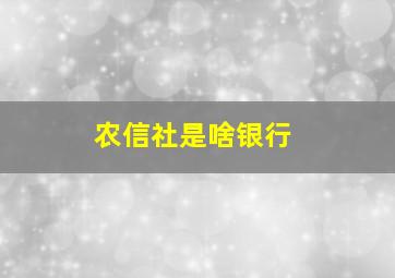 农信社是啥银行