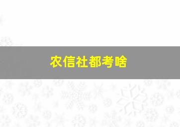 农信社都考啥