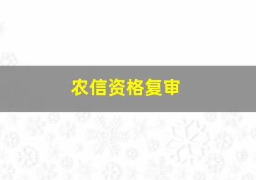 农信资格复审