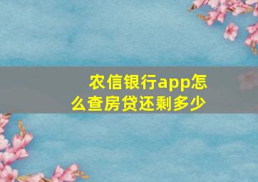 农信银行app怎么查房贷还剩多少