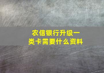 农信银行升级一类卡需要什么资料