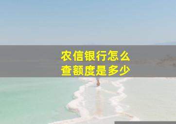 农信银行怎么查额度是多少