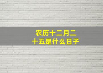 农历十二月二十五是什么日子