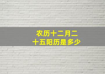 农历十二月二十五阳历是多少