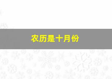 农历是十月份