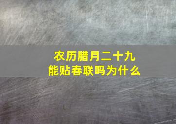 农历腊月二十九能贴春联吗为什么