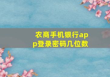 农商手机银行app登录密码几位数