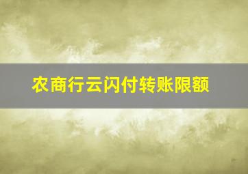 农商行云闪付转账限额