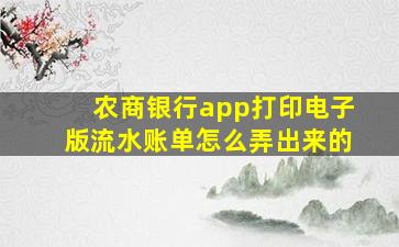 农商银行app打印电子版流水账单怎么弄出来的