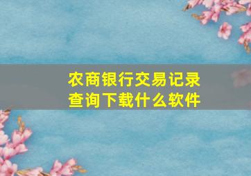 农商银行交易记录查询下载什么软件