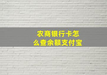 农商银行卡怎么查余额支付宝