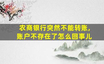 农商银行突然不能转账,账户不存在了怎么回事儿