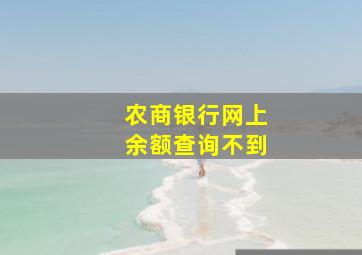 农商银行网上余额查询不到