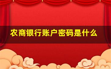 农商银行账户密码是什么