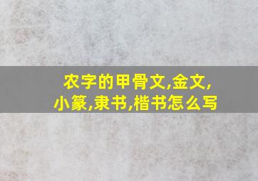 农字的甲骨文,金文,小篆,隶书,楷书怎么写