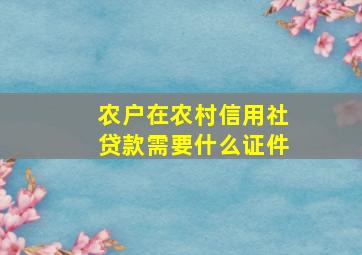 农户在农村信用社贷款需要什么证件