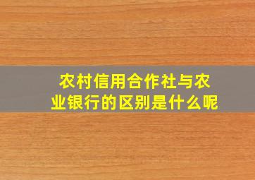 农村信用合作社与农业银行的区别是什么呢