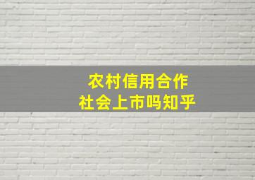 农村信用合作社会上市吗知乎