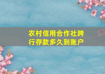 农村信用合作社跨行存款多久到账户