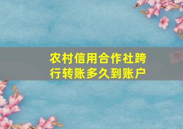 农村信用合作社跨行转账多久到账户