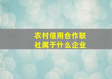 农村信用合作联社属于什么企业