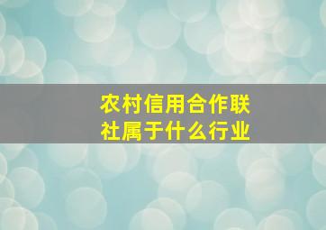 农村信用合作联社属于什么行业