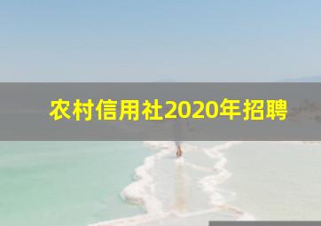 农村信用社2020年招聘