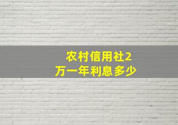 农村信用社2万一年利息多少