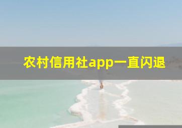 农村信用社app一直闪退