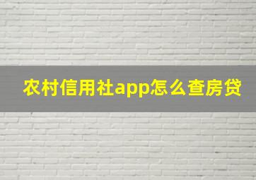 农村信用社app怎么查房贷