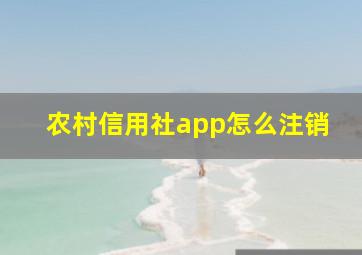 农村信用社app怎么注销