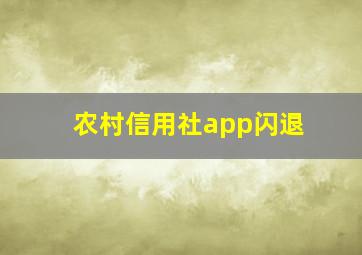 农村信用社app闪退