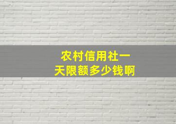 农村信用社一天限额多少钱啊