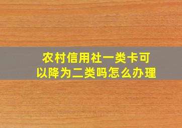 农村信用社一类卡可以降为二类吗怎么办理