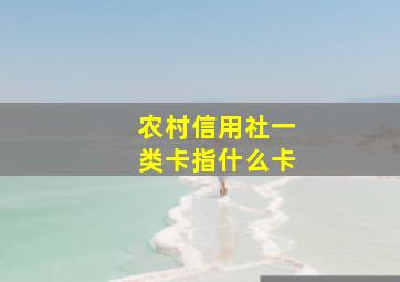 农村信用社一类卡指什么卡