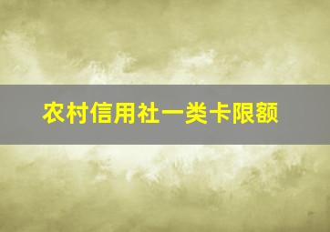 农村信用社一类卡限额