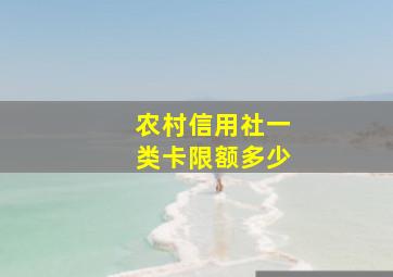 农村信用社一类卡限额多少