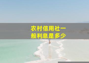 农村信用社一般利息是多少